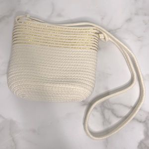 INC Women's White Kasie Metallic Nylon Single Strap Crossbody Handbag Purse